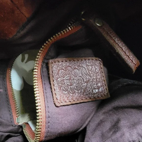 Lucky Brand Rust Brown Suede Leather Shoulder Purse Bag Double Handles EUC - Picture 9 of 13